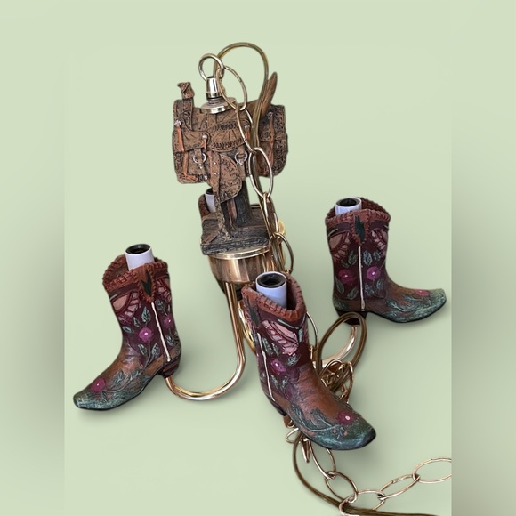 Rustic OOAK Cowboy Boot Chandelier - Picture 3 of 16